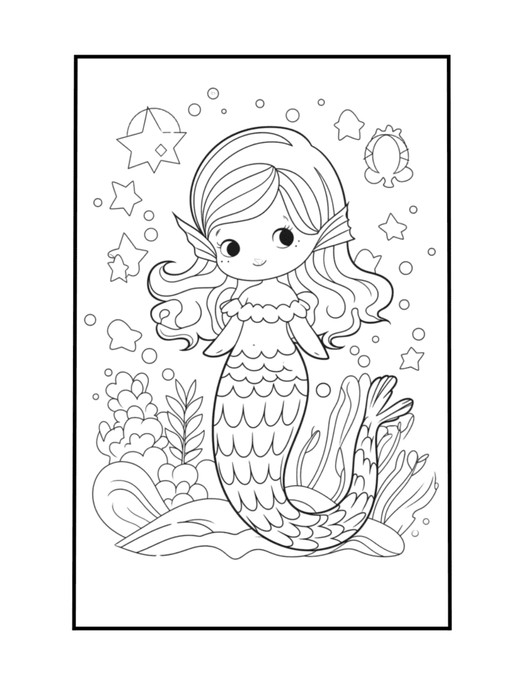 chibi mythological siren coloring book