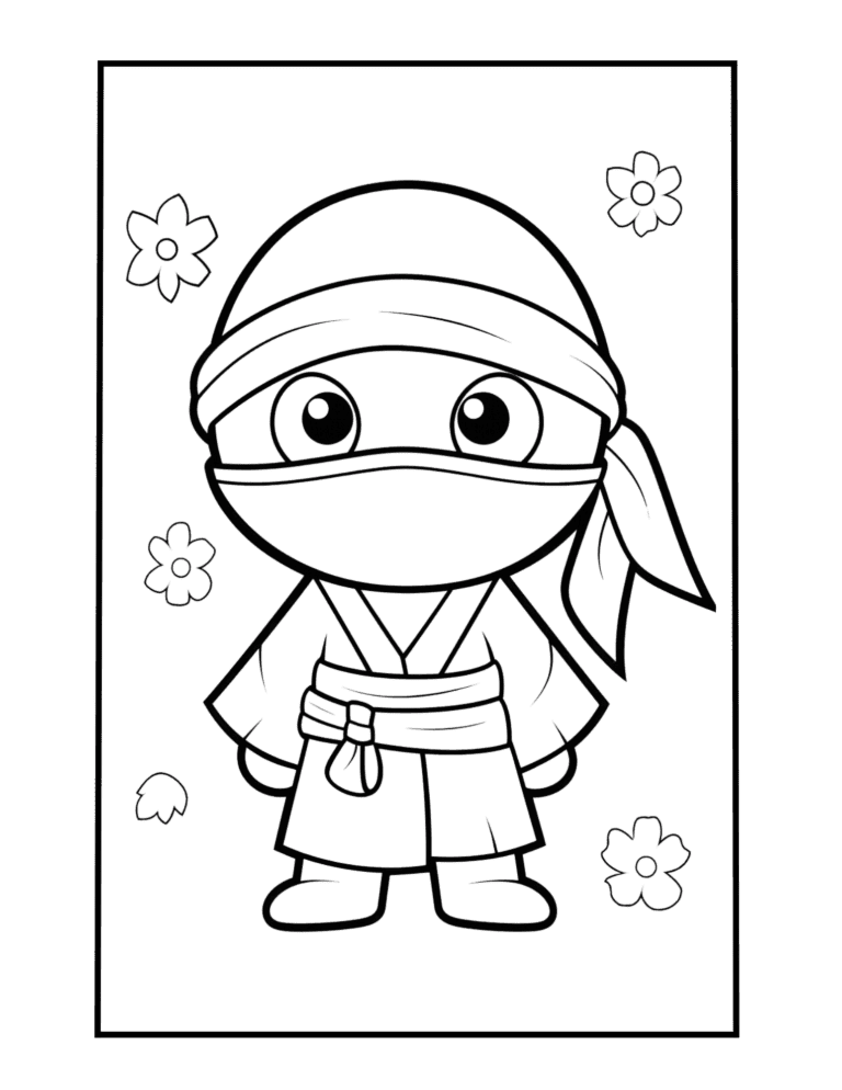 easy to color ninja free coloring page