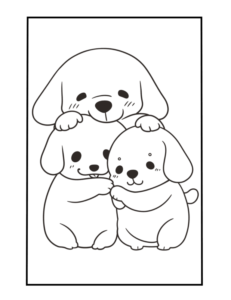 Valentine Coloring Sheet with cute dogs