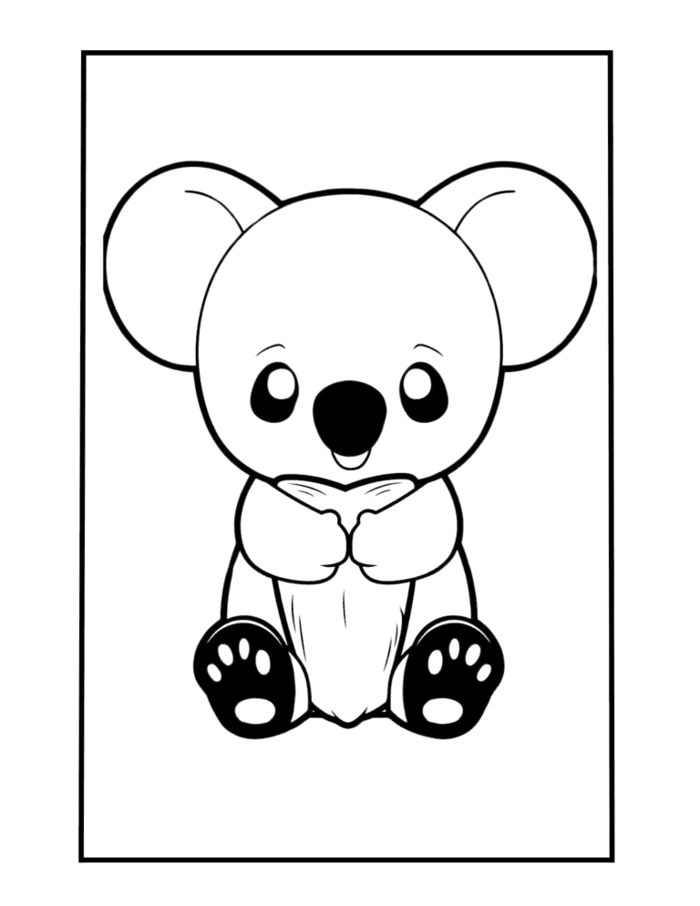 coloring page koala cute coloring sheet