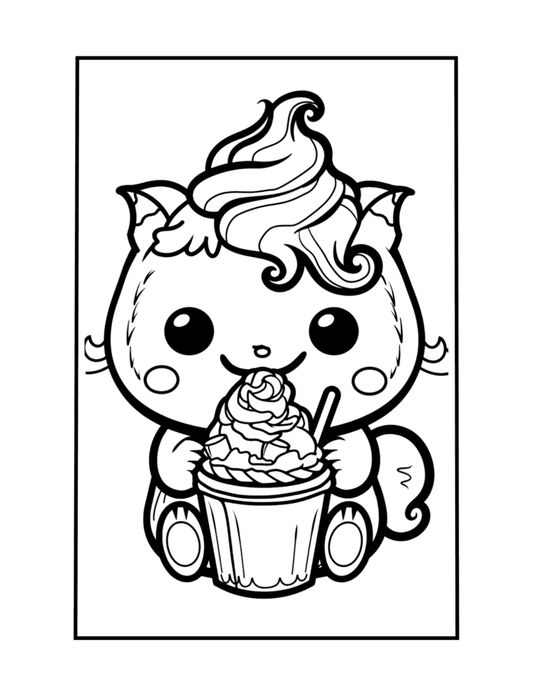 adorable food and kawaii coloring pages