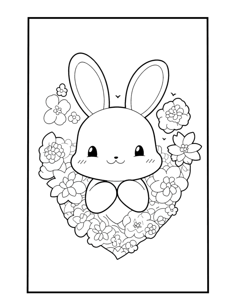 cute valentine rabbit free coloring page