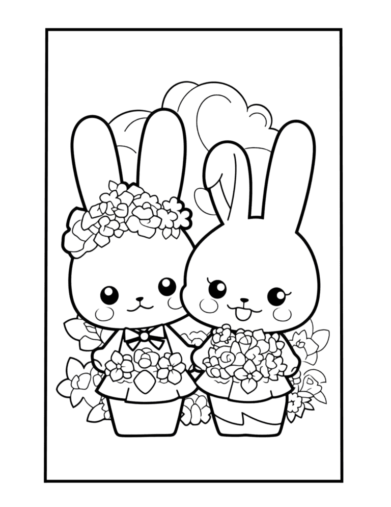 kawaii Valentine Coloring Sheet to color
