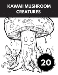 Kawaii Mushroom Creatures Coloring Pages