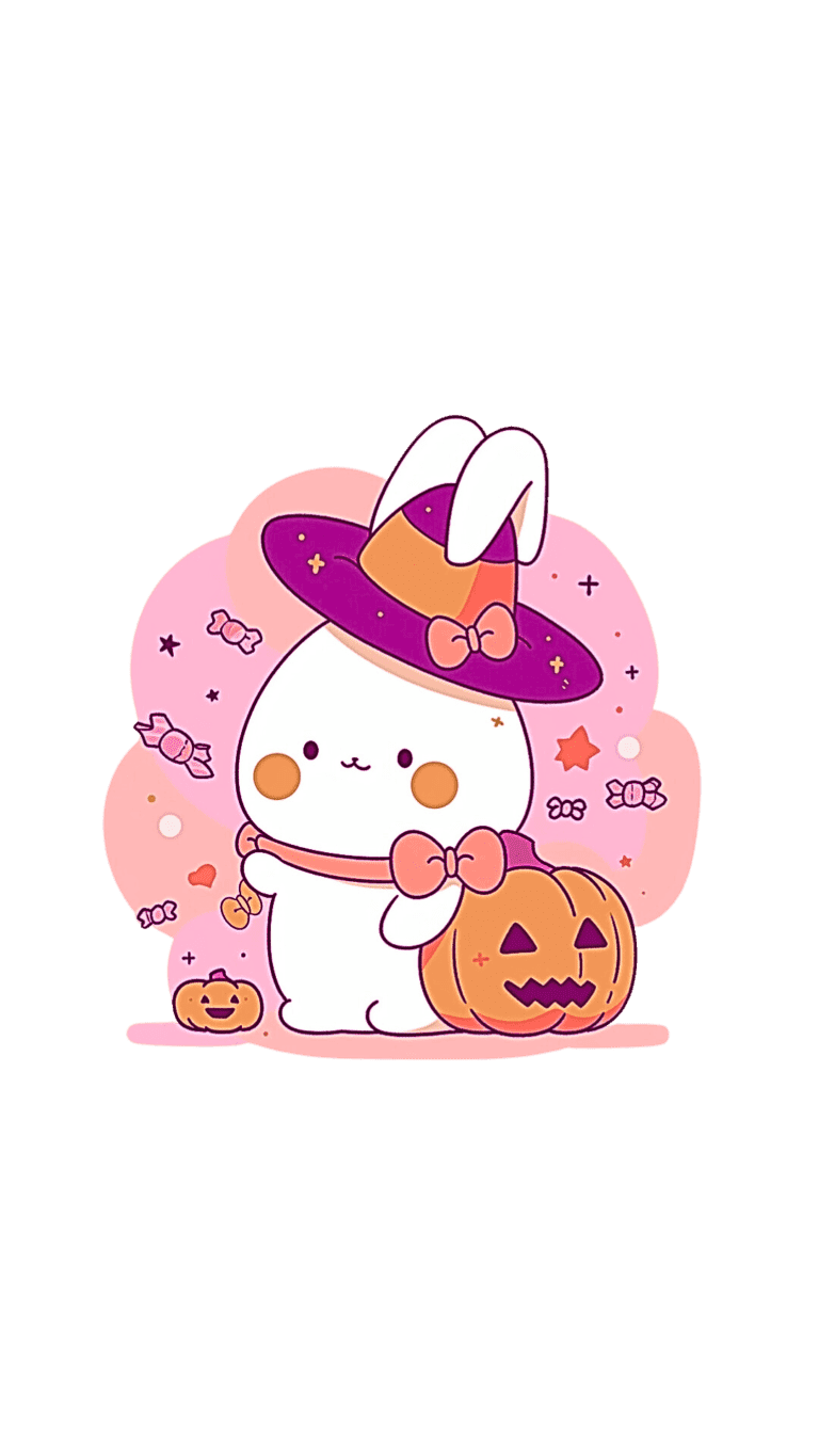 adorable halloween rabbit in witch hat