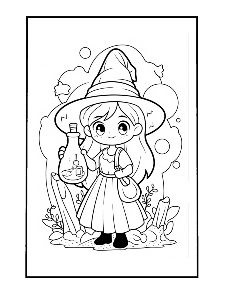 cute witch with potion free pdf printable