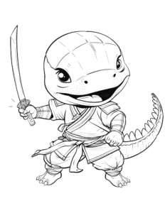 samurai dinosaur with sword coloring page