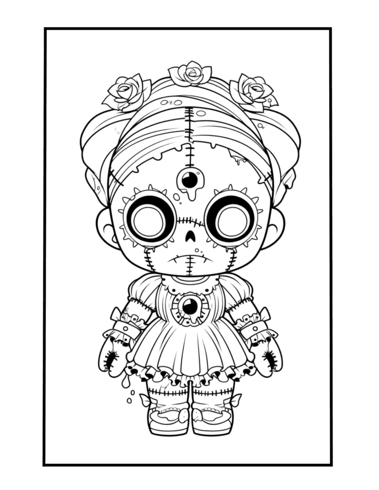 creepy doll eyes follow you coloring page