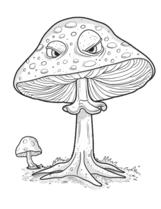 Kawaii Mushroom Creatures Coloring Pages