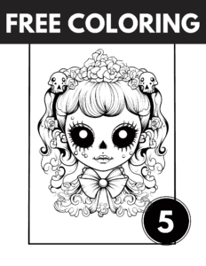 5 Creepy Cute Skull Girls Coloring Pages