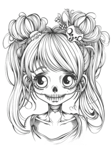 summer style skeleton baddie coloring page