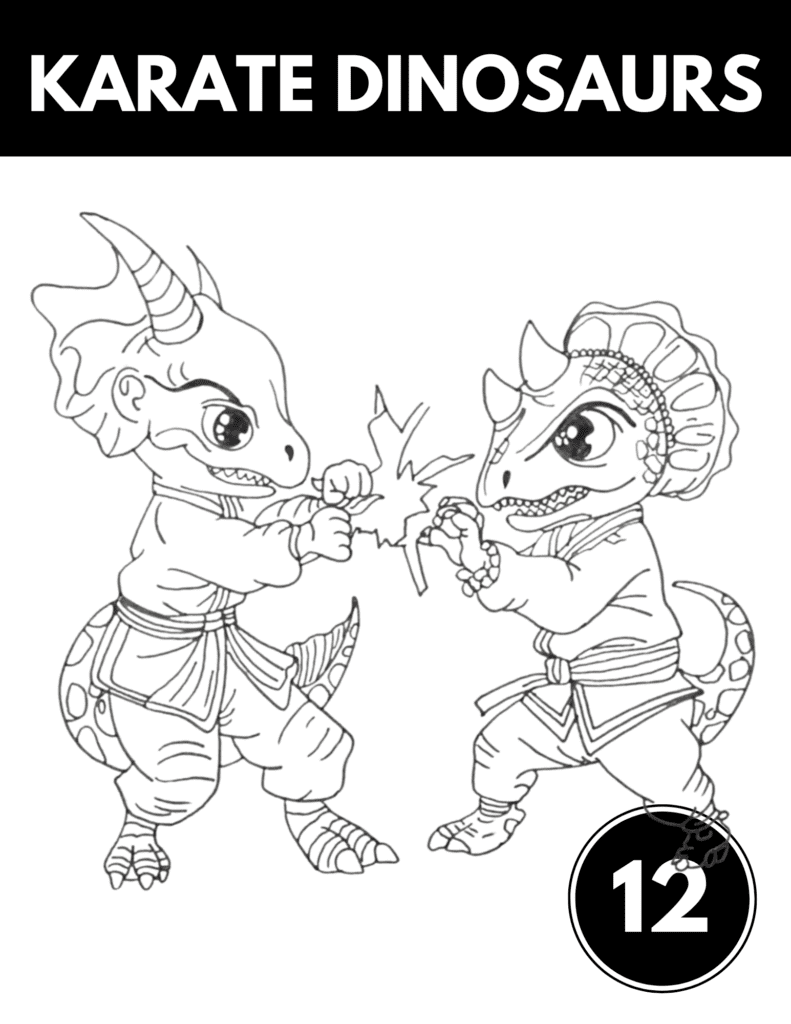 Karate Dinosaurs Coloring Page - Free Karate Saurus