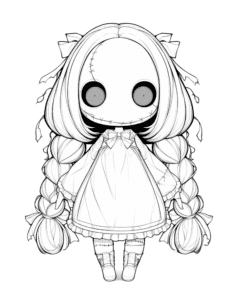 creepy but cute doll in ultimate collection of 100 coloring pages