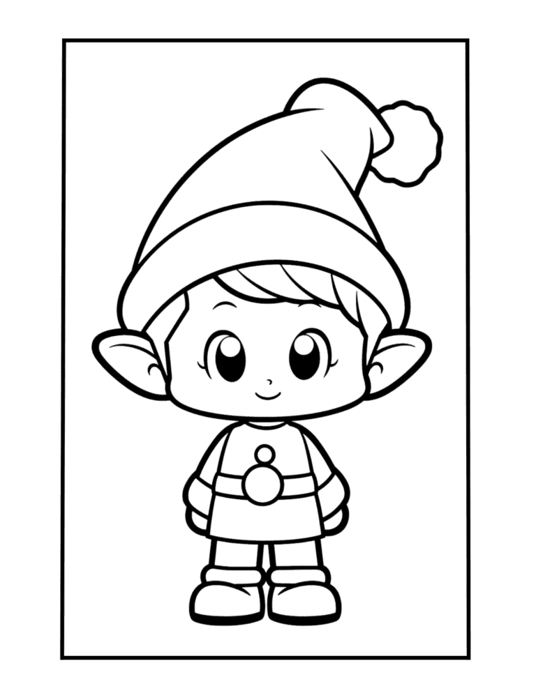 Free coloring page with christmas elf