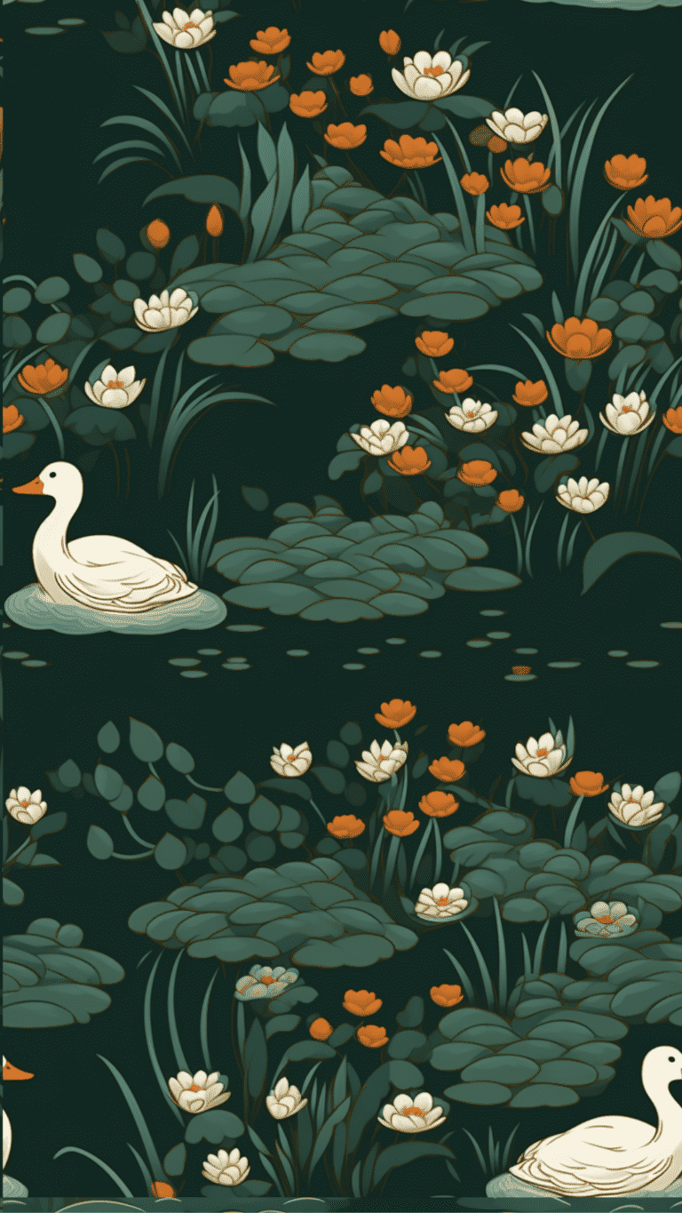 Duck and flowers wallpaper