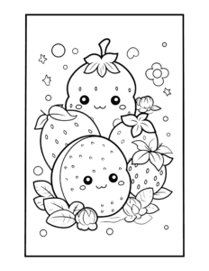 cookies and fruits coloring page for kids
