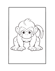 cute ape kawaii coloring sheet