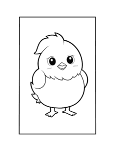 kawaii cute chicken coloring page