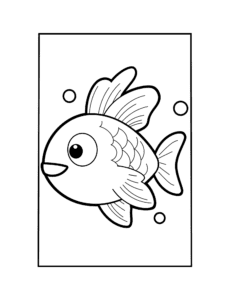 kawaii fish coloring page