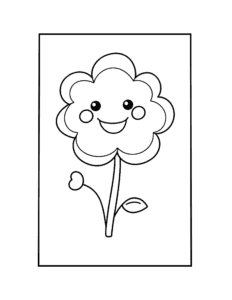 kawaii flower coloring page