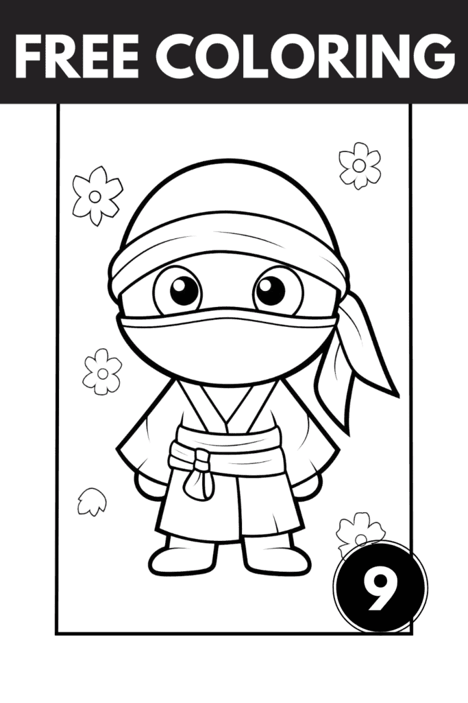 Ninja coloring pages cute coloring sheet feature image