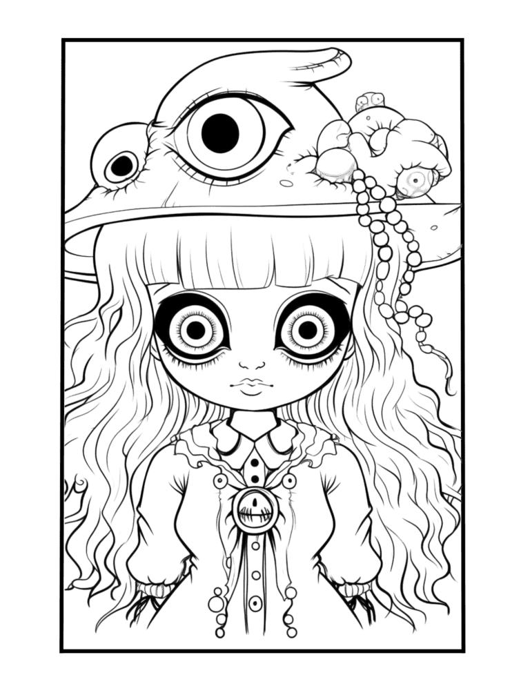 Creepy Cute Coloring Page. Easy to color