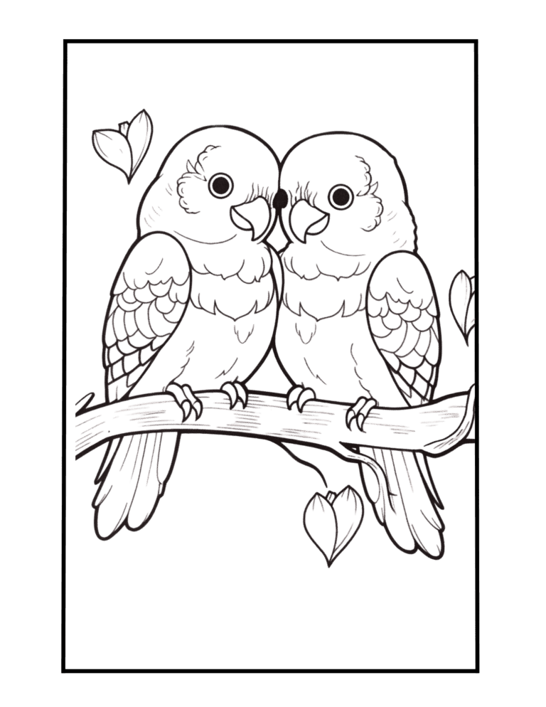 cute birds in love to color