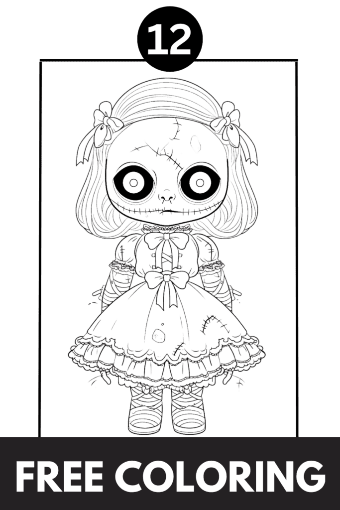 Creepy Doll Coloring Pages: 12 free coloring pages to print