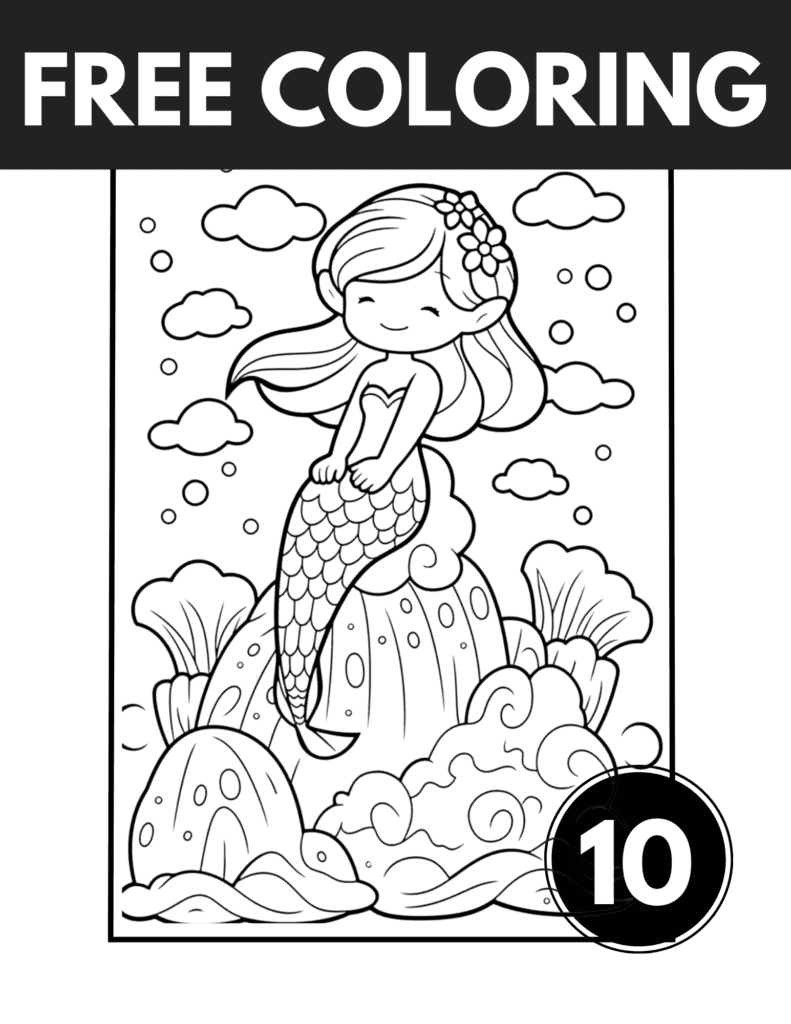 Cute Mermaid Coloring Pages: 10 Cute Coloring Sheets