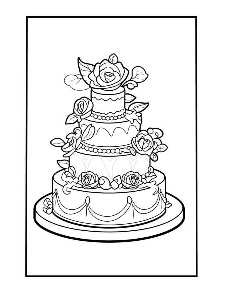 wedding cake coloring page