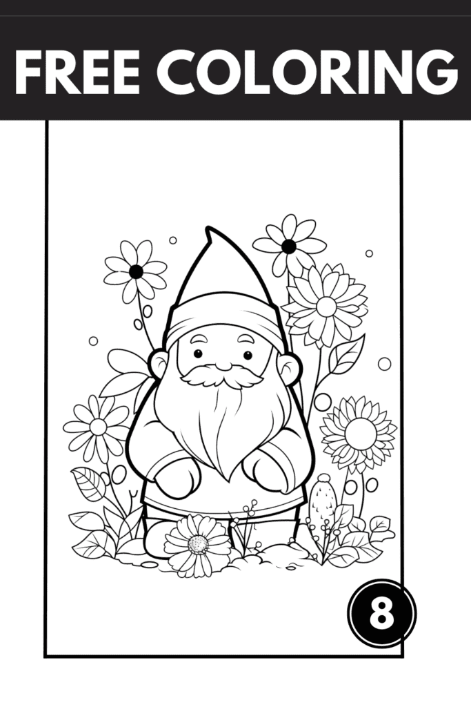 Coloring Pages Gnomes: 8 Cute Coloring Sheets