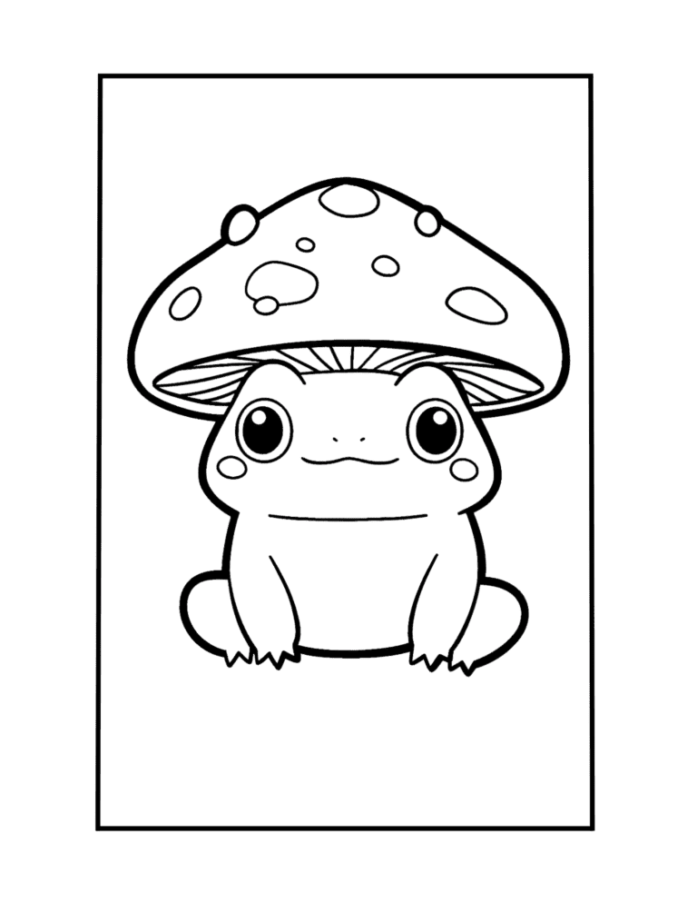 mushroom frog coloring page