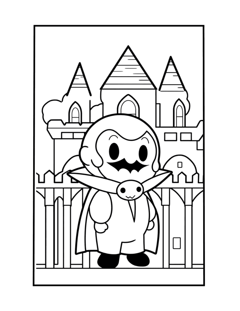 adorable spooky vampire coloring page