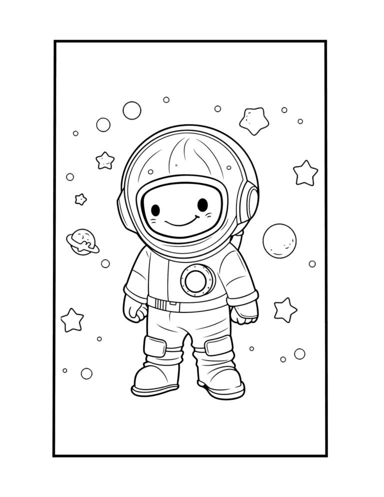 astronaut in space coloring sheet