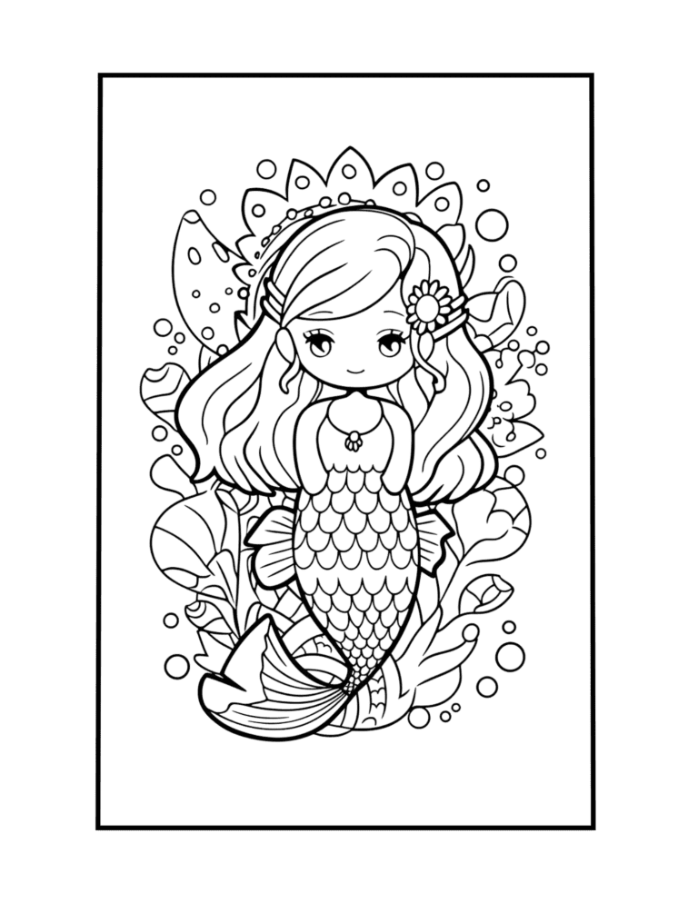 cute mermaid coloring page