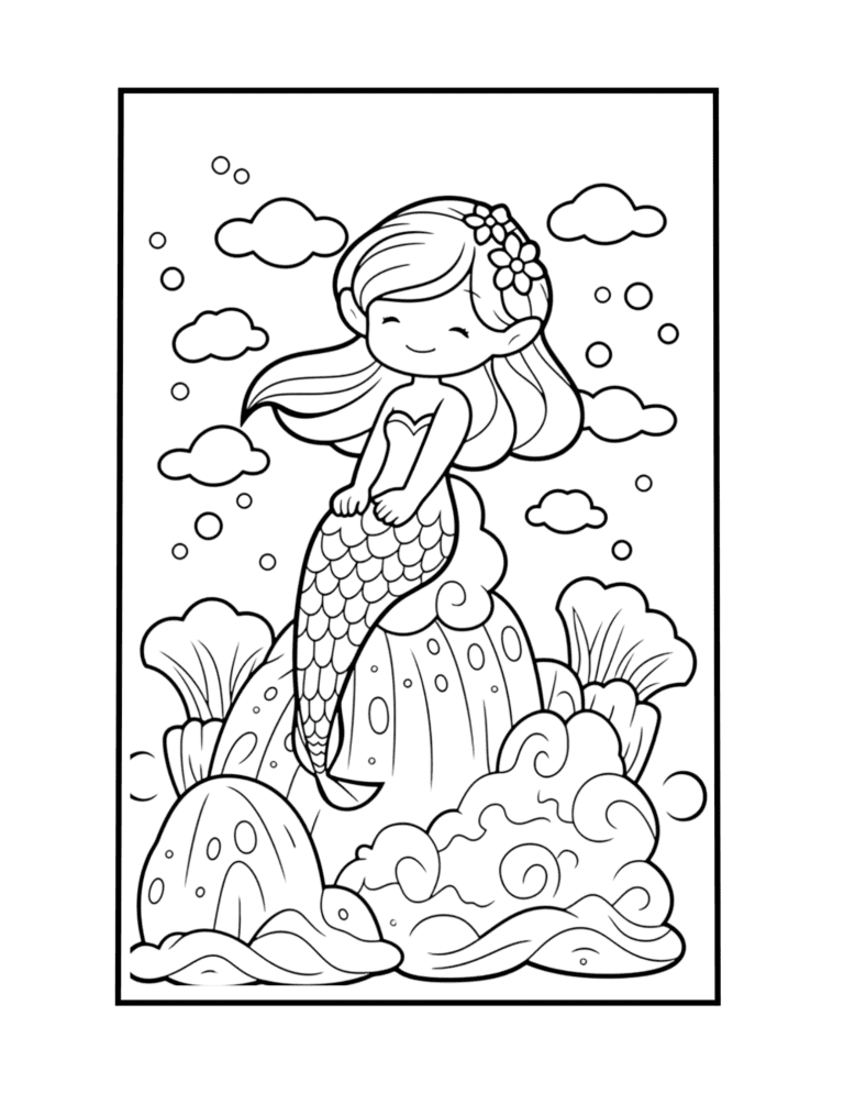 cute mermaid coloring page for kids