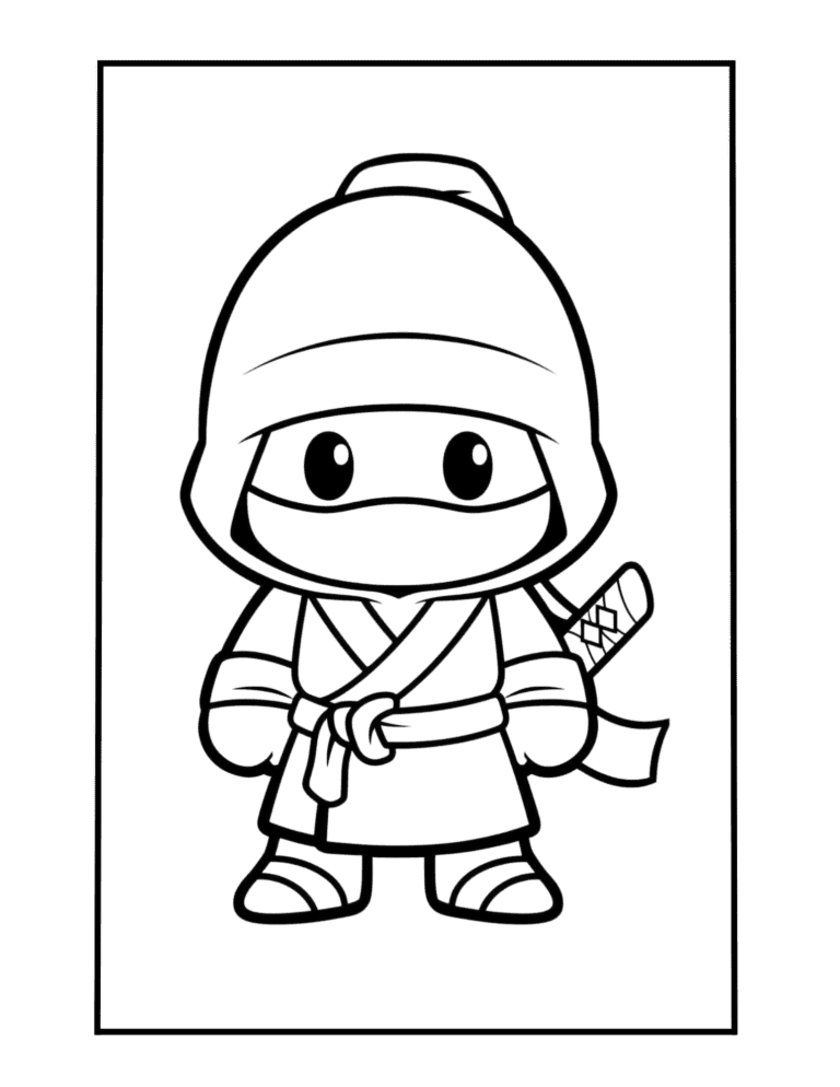 cute ninja coloring page