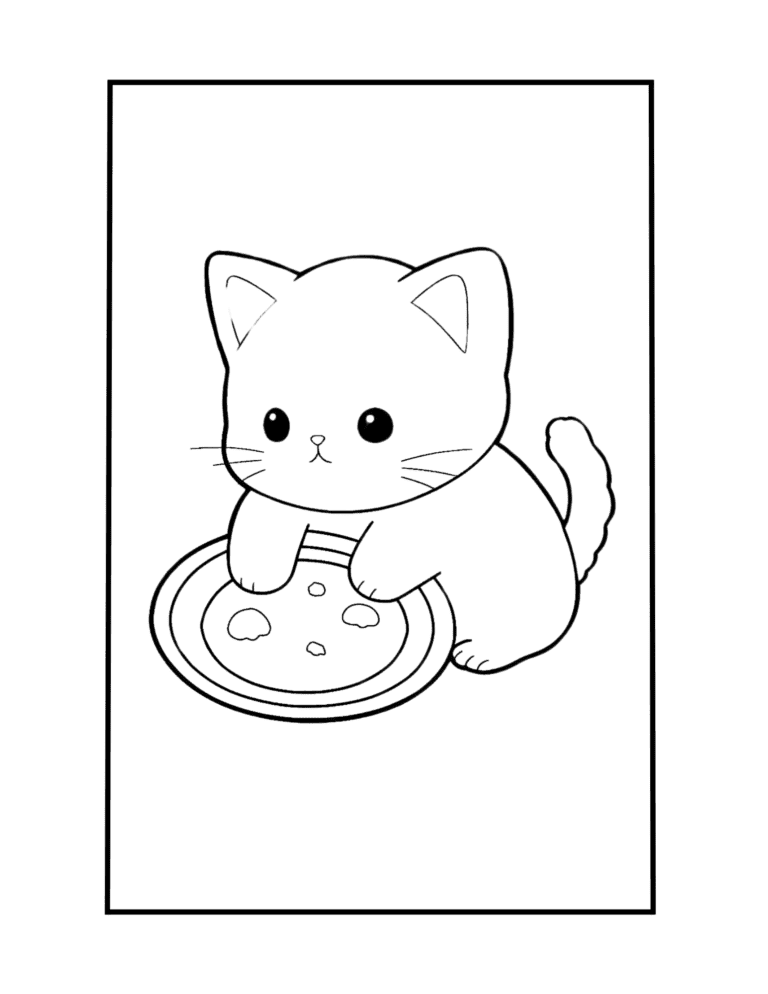 cat colouring page