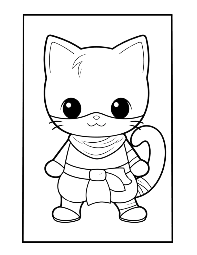 cat ninja coloring page