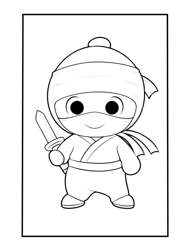 chibi ninja cute coloring sheet