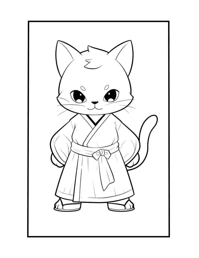 chibi cat coloring for kids