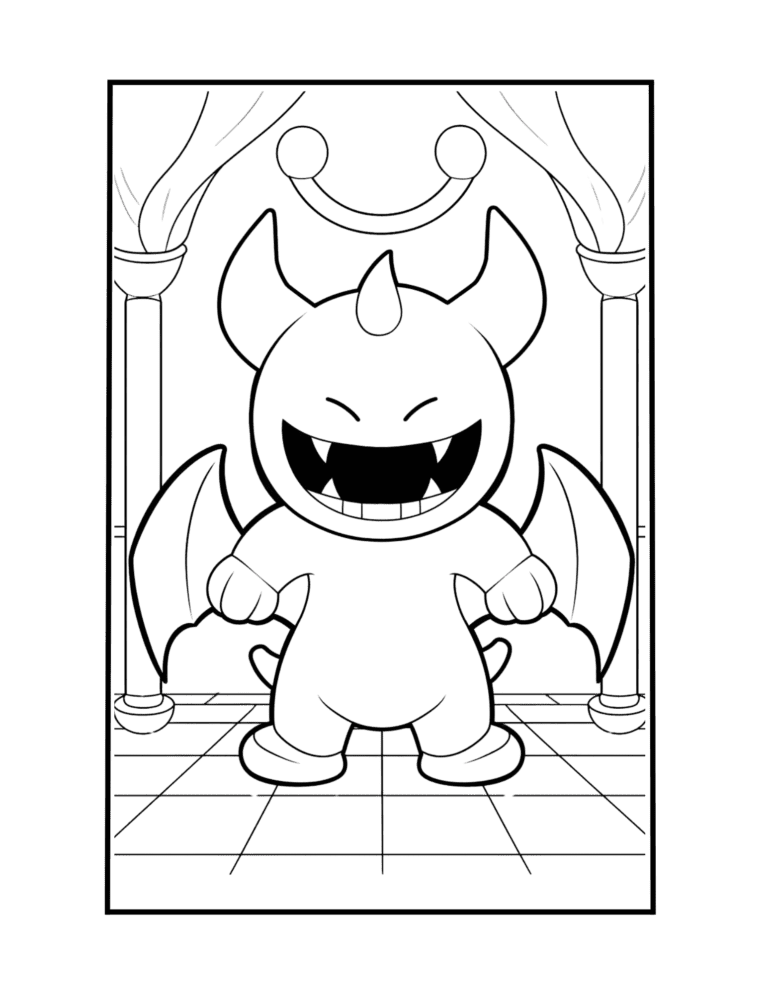 creepy cute monster coloring page