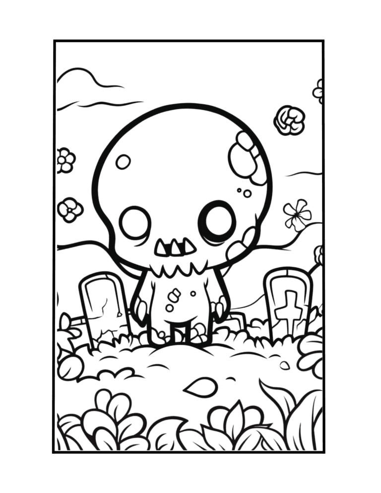 creepy cute zombie easy to color