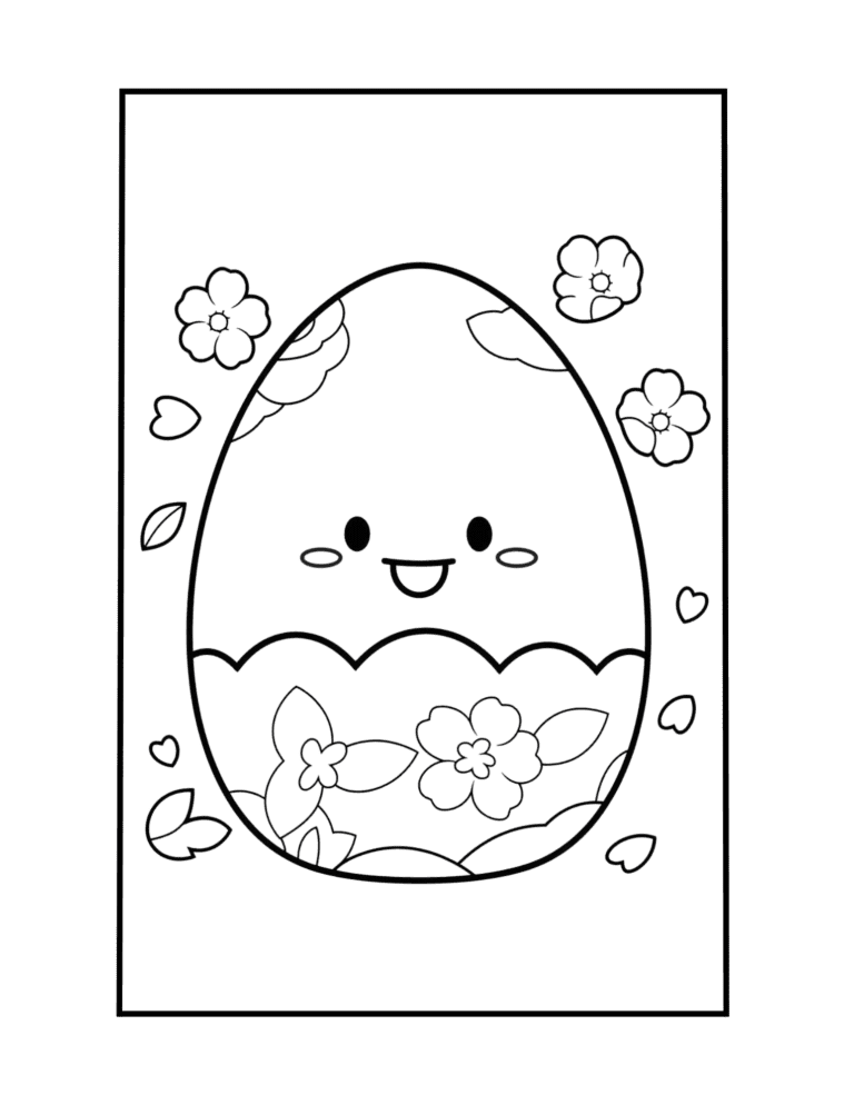 easter egg with chicken coloring page
