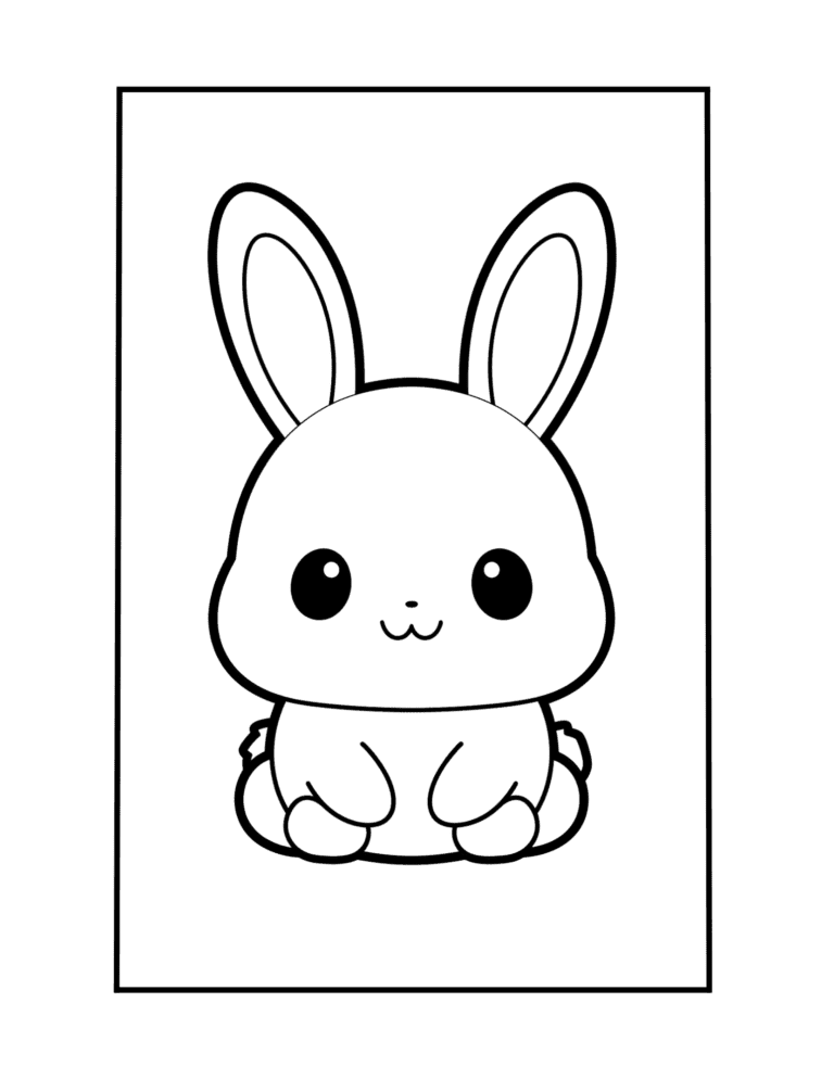 easy to color rabbit colouring sheet