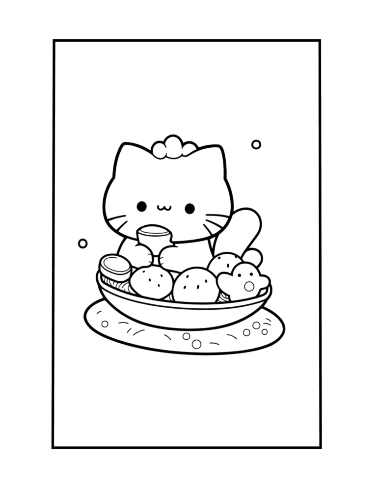kawaii cat coloring sheet