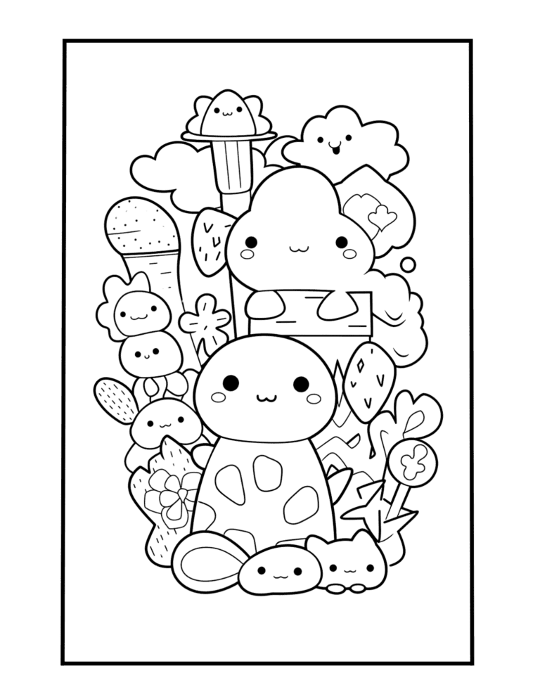 kawaii pdf printable to color