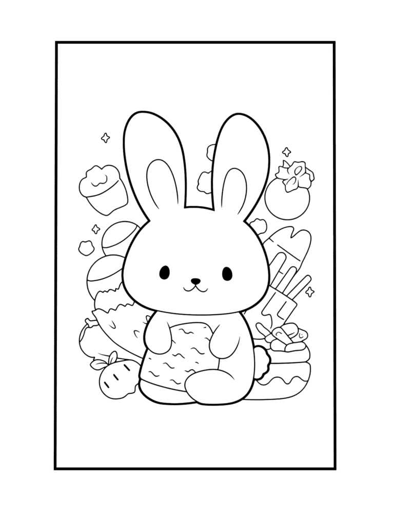 kawaii rabbit coloring sheet