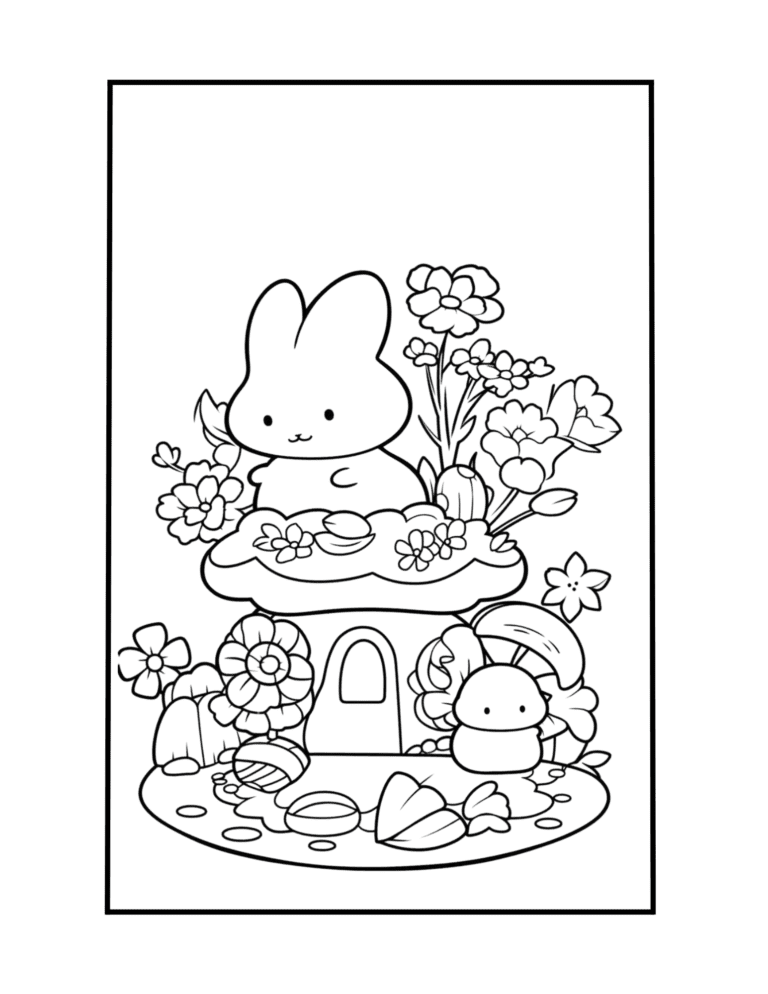 spring easter scene with rabbit