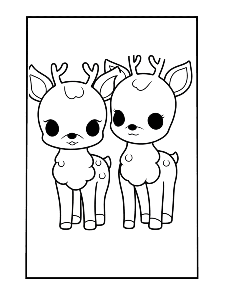 twin deer cute coloring sheet